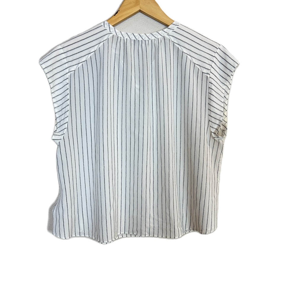 Joie Small Striped‎ Cap Sleeve Top Blouse White Shirt lV Neck Women's Large NWOT - Picture 3 of 5
